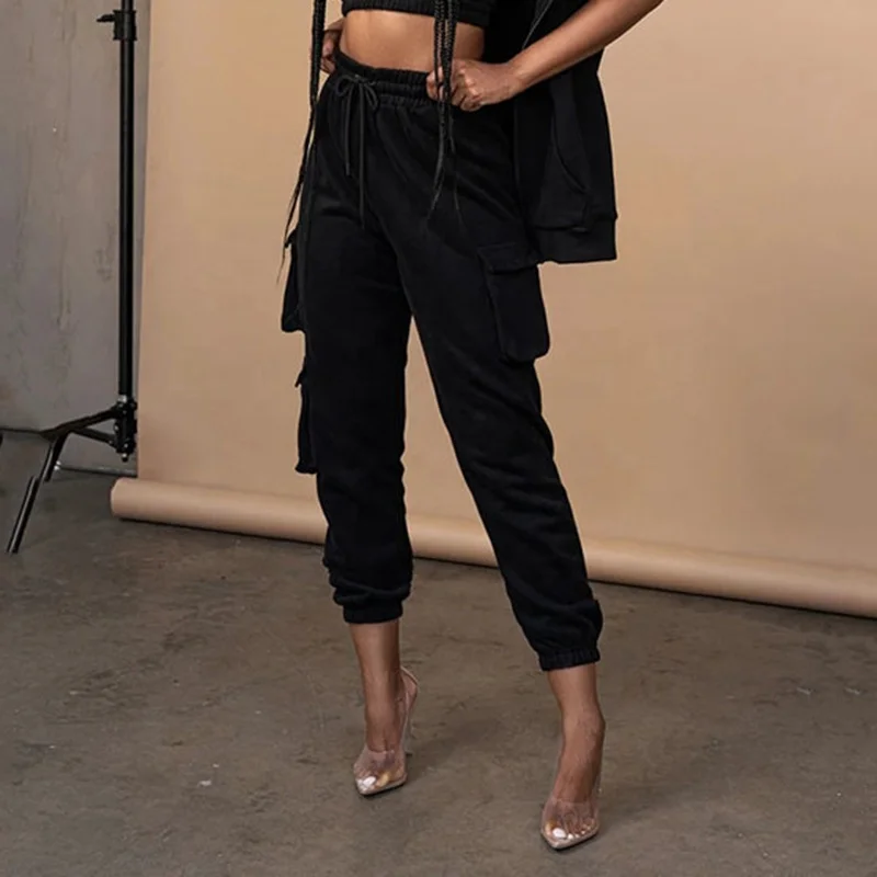 

6 Colors Wholesale Side Pocket Drawstring Casual Streetwear Cargo Pants Womens