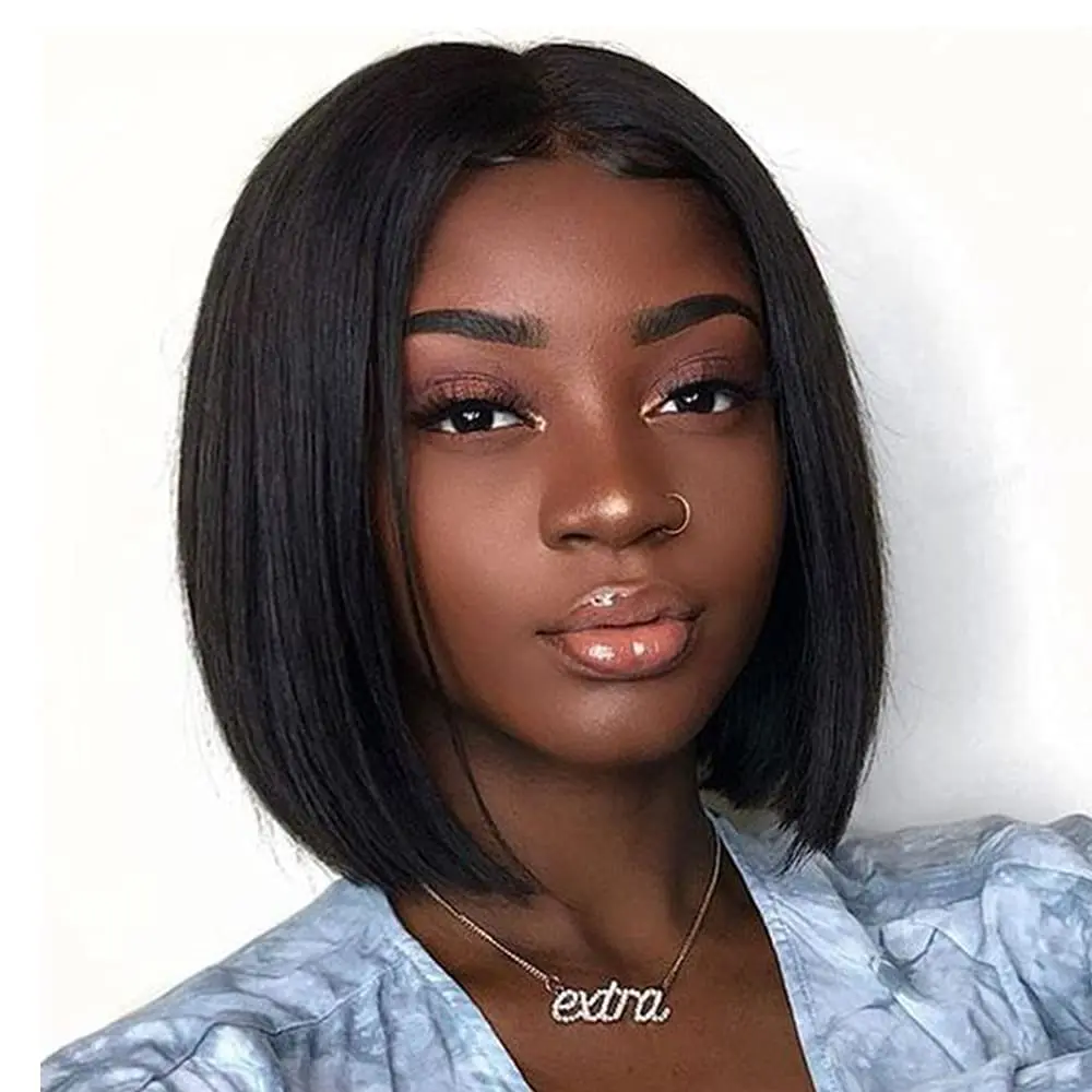 

Medo Wholesale Top Quality Synthetic Heat Resistance Fiber Short Bob Straight Lace Wig For Black Women
