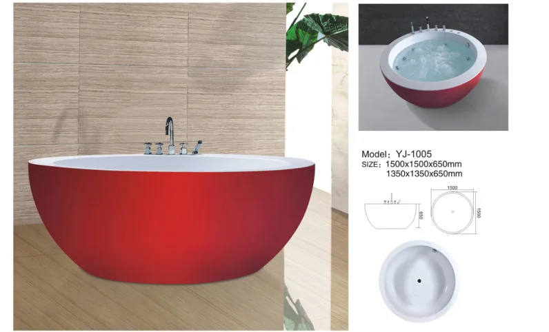 YJ1005 Five stars hotel standard New egg oval shaped acrylic solid surface bathroom bathtub