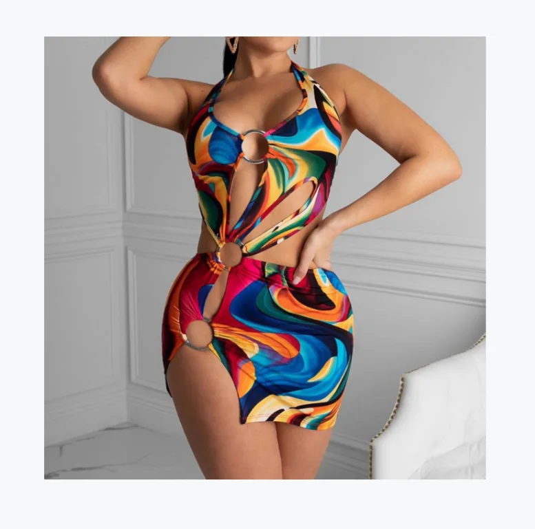 

Swimsuits for women 2021 hot summer style women dresses best-selling swimwear colorful printed sexy dress