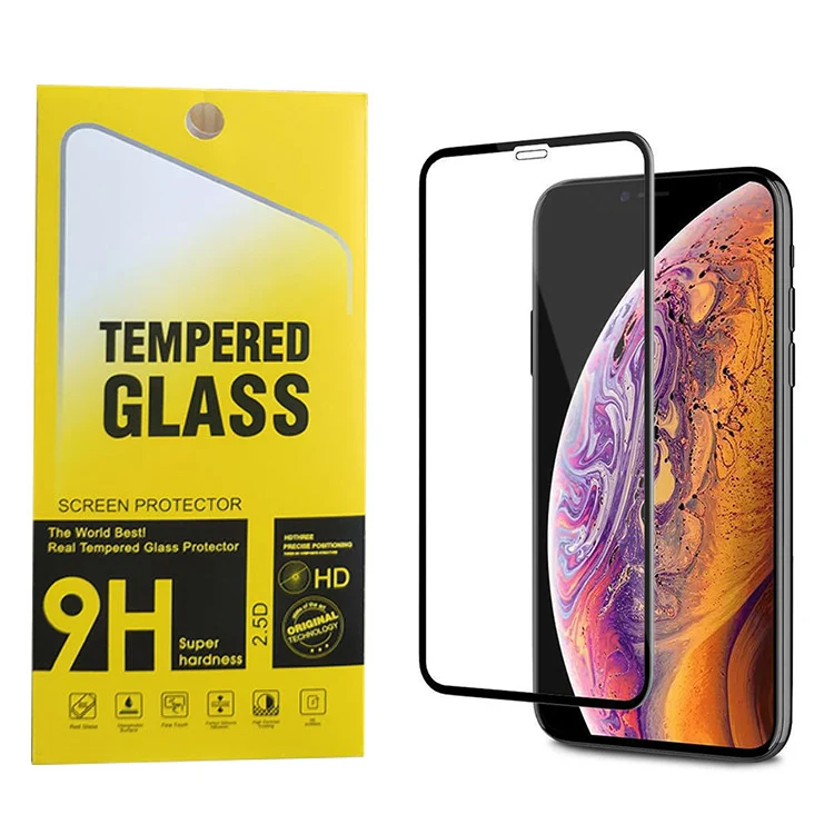 

2020 Wholesale 9D 9H Silk Print Anti-Scratch Mobile Phone Tempered Glass Screen Protector Film for iPhone 11 11Pro XR XS X