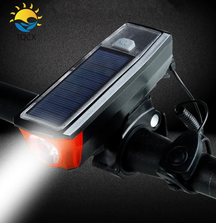 

Solar Power LED Mountain Bicycle Front And Back Light Set Intelligent Sensor Cycle Horn Front Light