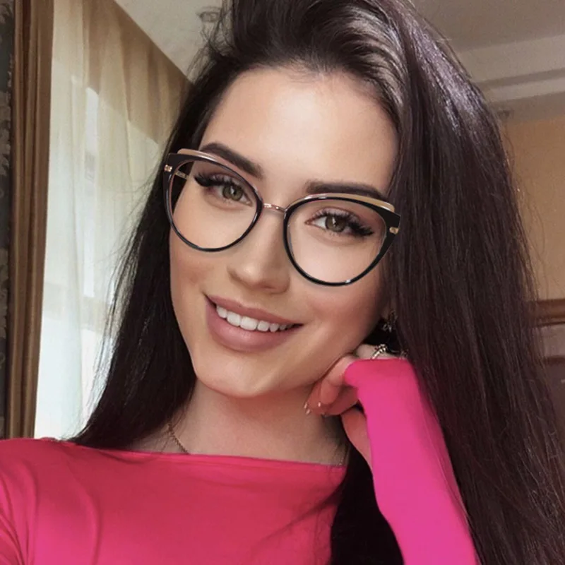 

Fashion TR90 Metal Eyewear Anti Blue Lihgt Cat Eye Glasses Eyeglasses Frames, 6 colors