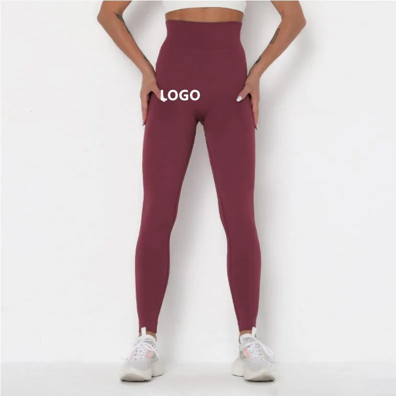 

2021 Seamless Knitted Yoga High Waist Tight Fitting Hip Lifting Solid Color Outdoor Running Women Sports Fitness Pants, As picture