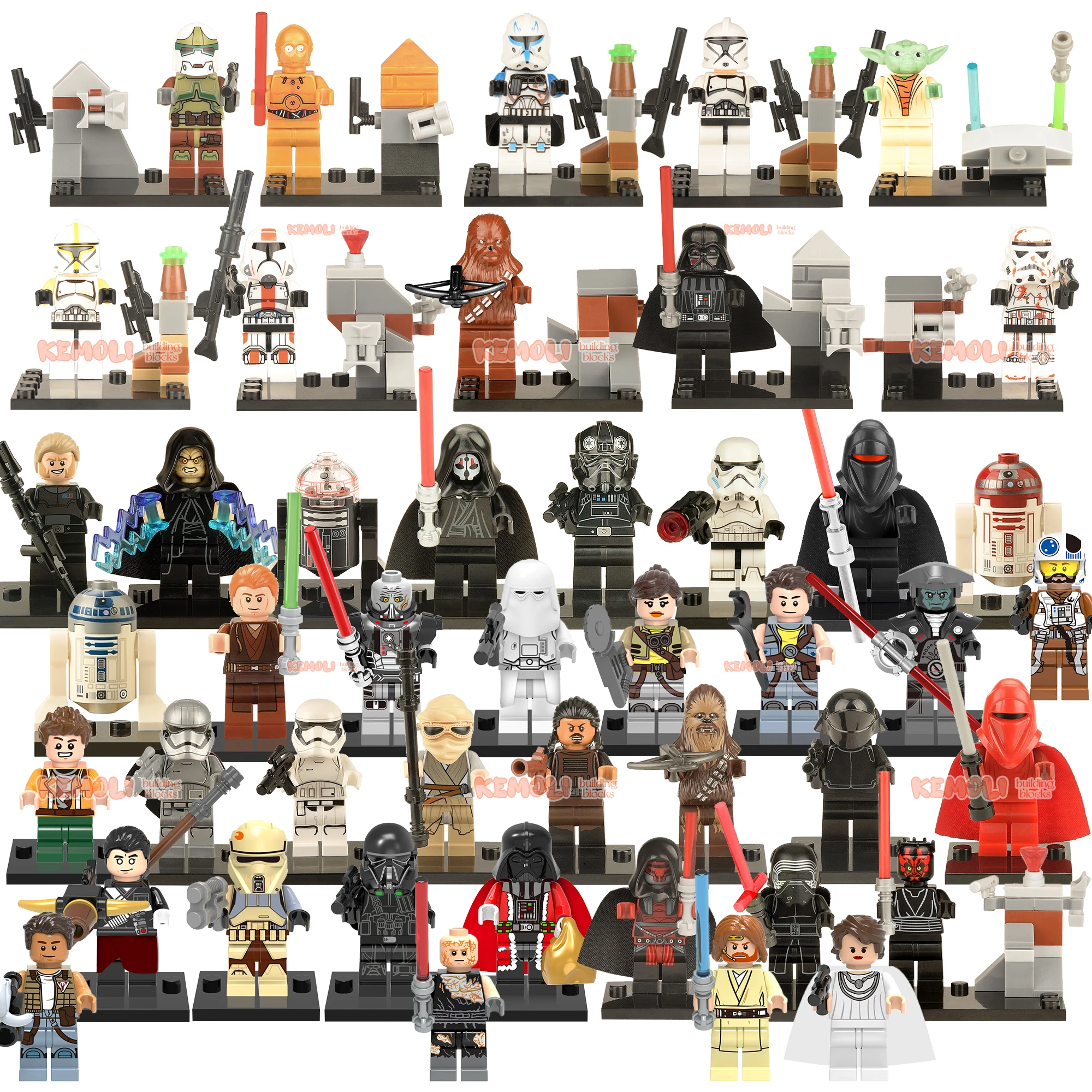 

XH Brand Starwars Movie Chewbacca Palpatine Princess Leia Stormtrooper Ahsoka Mini Bricks Building Block Figure Kids Plastic Toy