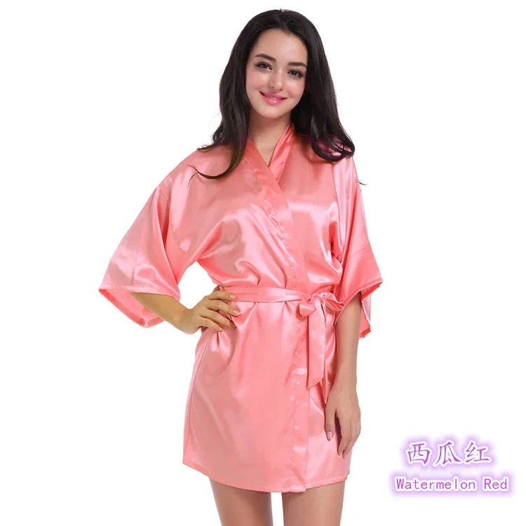 

SOOO24A High quality new fashion sexy satin ice silk nightgown sexy bath robe women's sleepwear, Picture color
