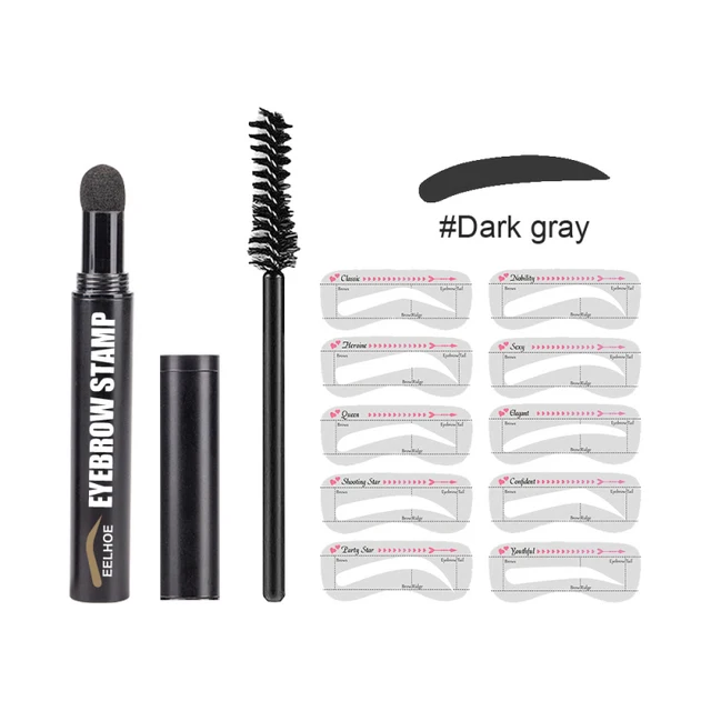 

Custom Logo Eyebrow Stamp and Stencil Kit Eyebrow Pencil Shaping Kit Brown Eyebrow Perfect One Step Brow Shaping Kit, Dark gray/dark brown/medium brown