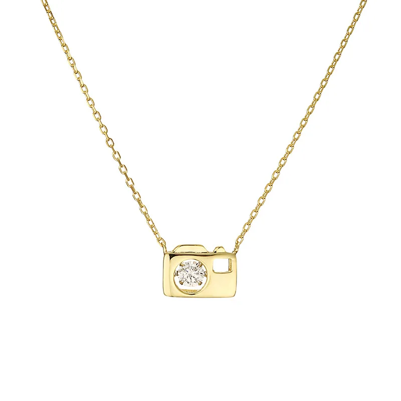 

Wholesale Gold Camera Geometric 925 Sterling Silver Fashion Dainty Necklace Jewelry