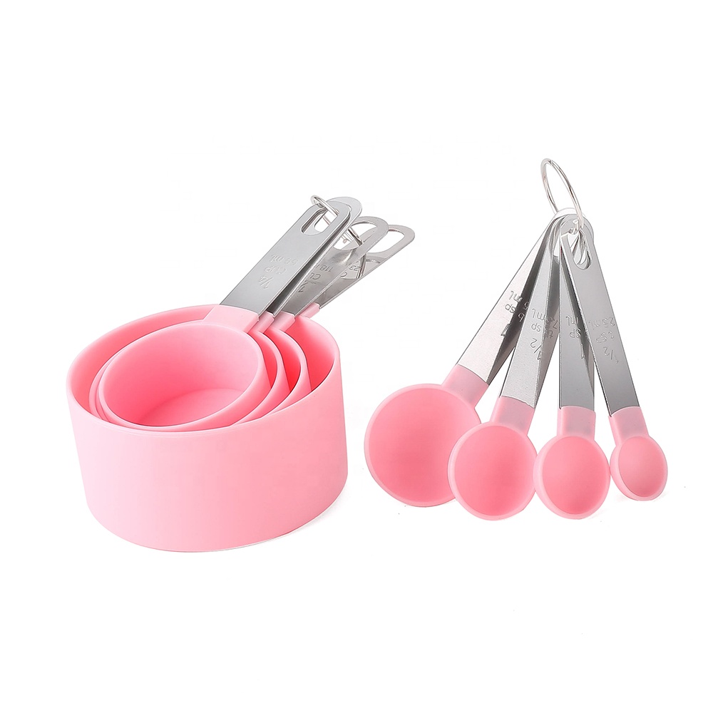 

Amazon 8 pcs pink Plastic Measuring Cups and Spoons Set for baking, Customized