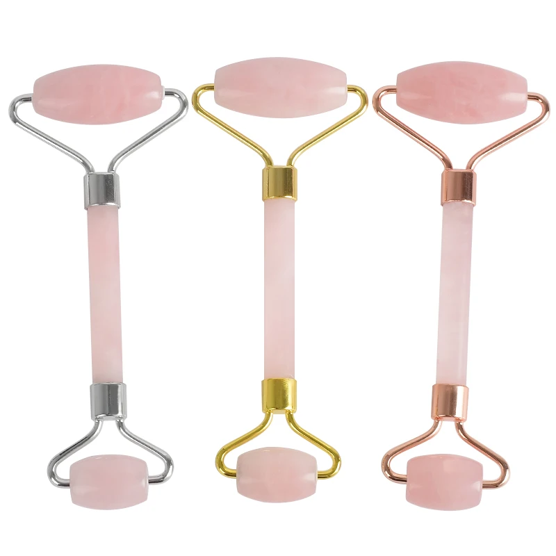 

2021 Hot Sell High Quality Royal Rouleau De Massage Face Eye Facial Rose Quartz Jade Roller, Natural rose quartz stone
