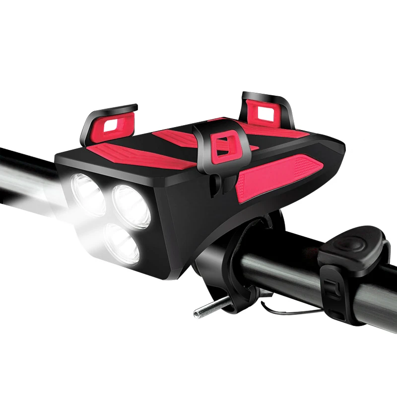 

Bike Light Rainproof Bicycle Front Lamp USB Charging Headlight 800 Lumen Multiple Modes Flashlight Cycling Accessories, Black+red