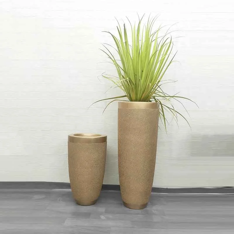 

Wholesale European golden frosted round ground Vase & flower pot luxury family hotel club Flower Vase Decoration