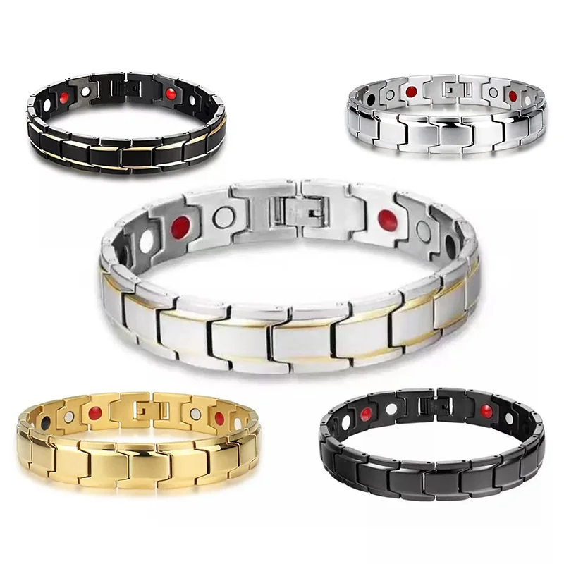 

2022 Fashion Couple Bracelet Detachable Stainless Steel Bracelet Health Magnetic Therapy Bracelet for Women Men