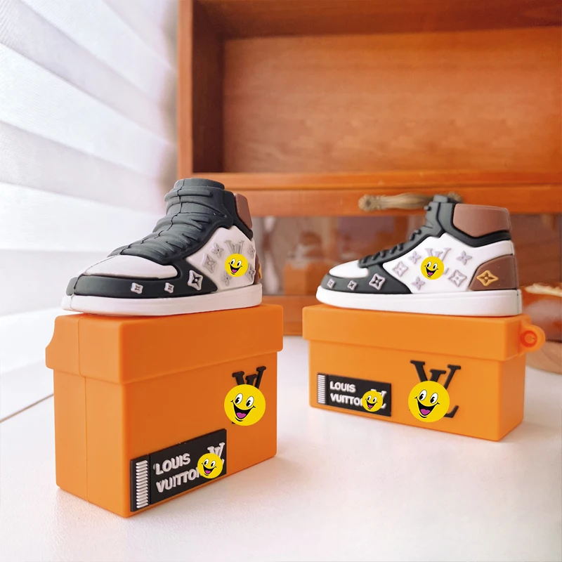 

2021 Luxury cute 3D brand sneaker sports shoes design soft silicone wireless earphone case for airpods pro, Orange, pink, red, yellow, green, creamy white, blue