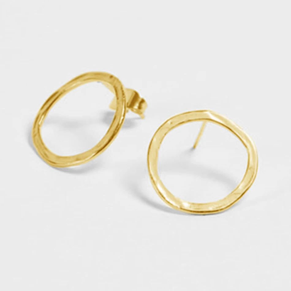 

2020 charming gift 18k gold vermeil fashion jewelry 925 sterling silver simple style Fine circle stud earrings for women