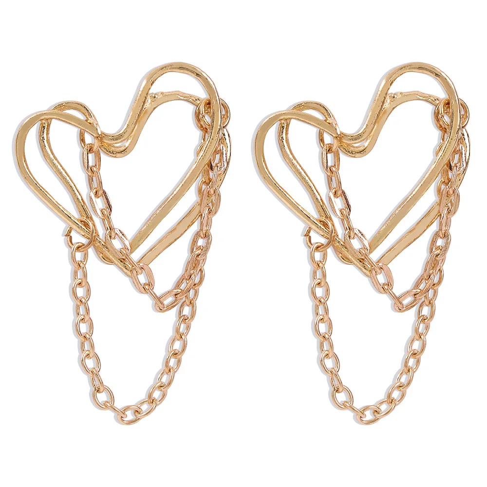 

2021 minimalism style girl chains heart with gold plated high quality earring with manufactory directly drop shipping