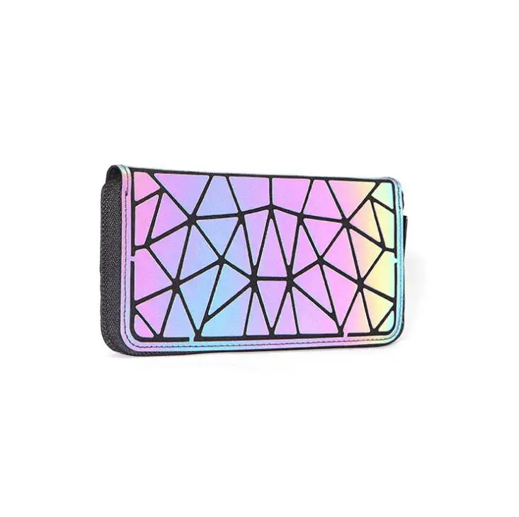 

New Zippered Wallet Ladies Hand Bag Long Geometrical Ringle Card Bag Fashionable Colorful Change Clip