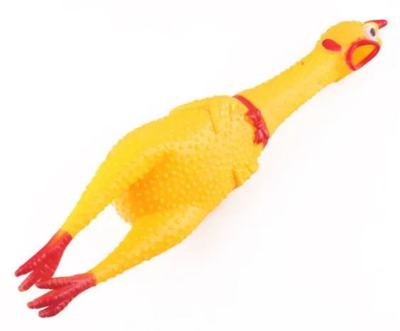 

China supplier FREE SAMPLE eco-friendly durable PVC dog chew squeaky chicken toy