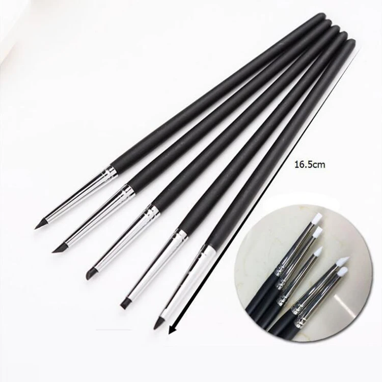 

Xinbowen 5Pcs Nail Art Silicone Pen Small Size Rubber Tip Brush Pottery Clay Sculpting Tools Pen Shaping Carving Tools
