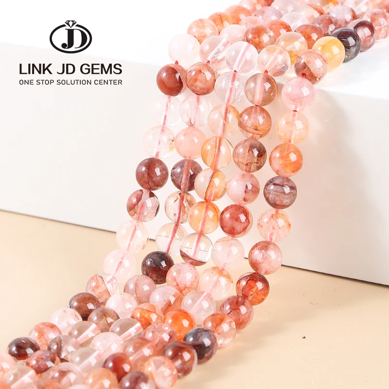 6/8/10/12mm Natural Red Lucky Multicolor Quartz Beads Round Loose Beads For Jewelry DIY Making Bracelet Accessories