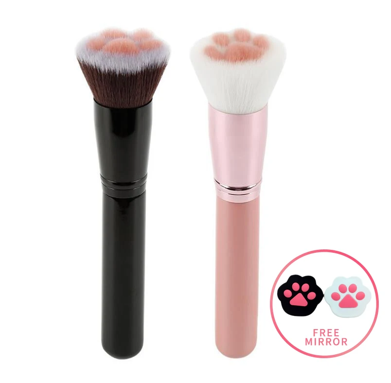 

Creative Multifunctional Single Cute Pink Black Cat Paw Claw Wood Handle Foundation Makeup Brush