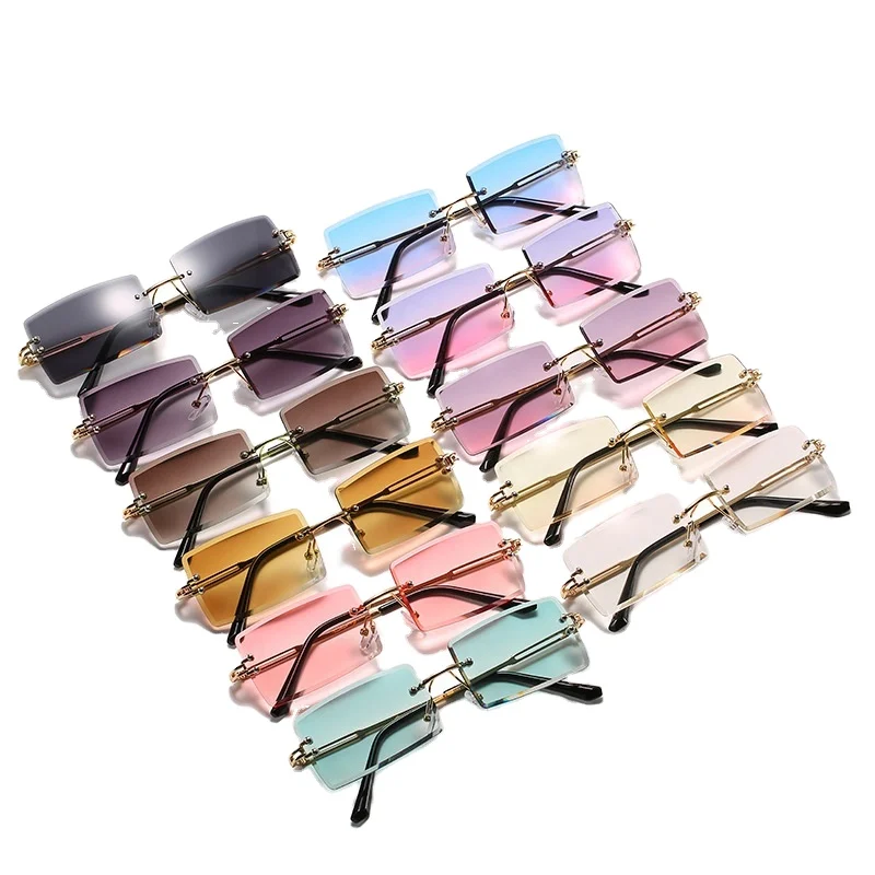 

Frameless sun glasses Custom fashion rectangle shades new trendy rimless sunglasses 2022 women K1060, As picture