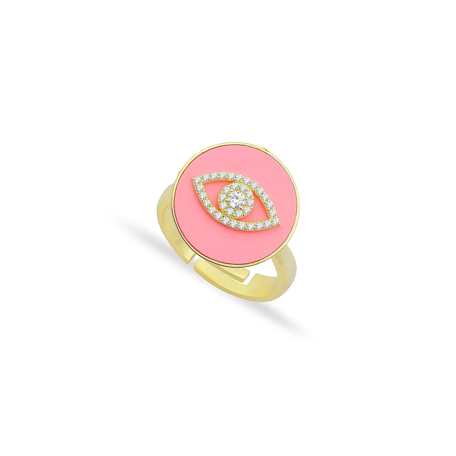 

Custom Fashion Accessory Couple Jewelry Gold-plated Blue Pink Adjust Enamel Evil Eye Finger Ring, Customized