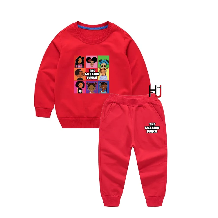 

Little Black Girl Print The litter Melanin Bunch Jogging Suits Custom Jogger Kids girl Tracksuits Sweatsuit Sets, As picture show