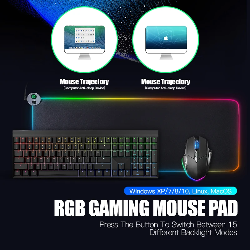 

Hot Selling large gaming mouse mat Non-slip LED Lighting RGB Mouse Pad for Gamers, Customizable