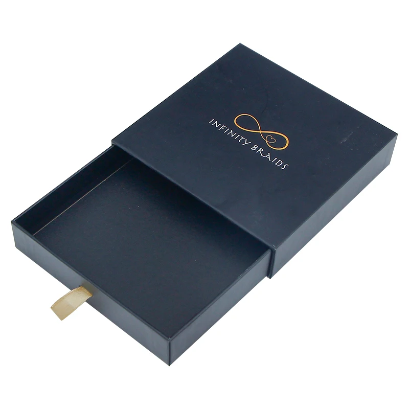 

Custom logo free sample small gift paper box valentines day Black Jewelry boxes ring necklace sliding drawer packaging box