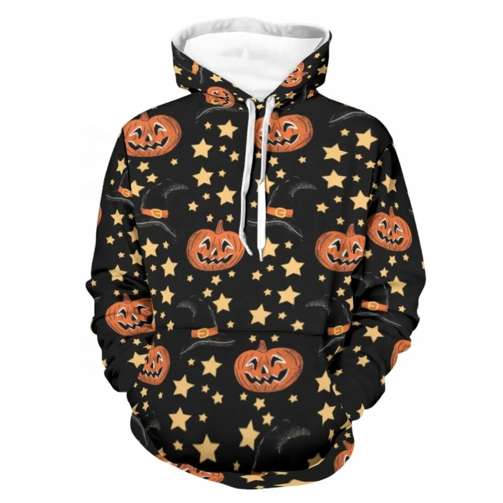 

Custom Printing Halloween Pumpkin Magic Hat Men's Hoodies For Men