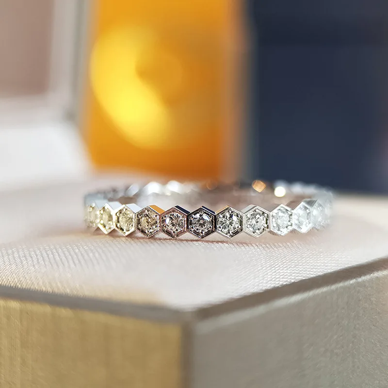 

Amazon new design fashion honeycomb exquisite simple rings jewelry bling ring