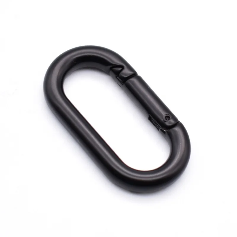 

Stock Supply Matt Black  Metal Oval Durable Bag Carabiner Open Ring Buckle Spring Snap Hook For Climbing