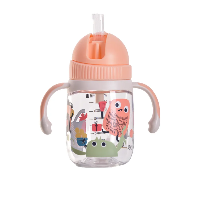 

Tritan baby feed bottle water drinking cup with straw and handle