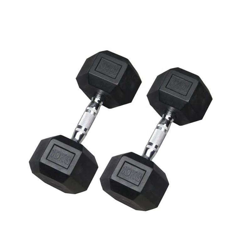 

hot sale inside round steel hex rubber dumbbell set/ durable hex rubber dumbbell 1-90kg, Black