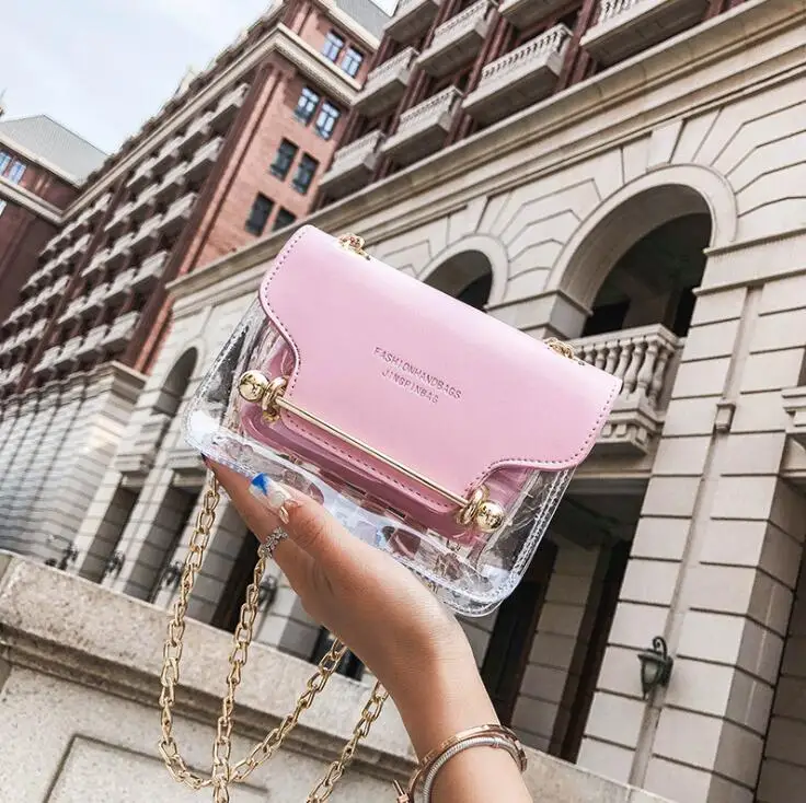 

Hot Sale Fashion Women Plastic Transparent Clear PVC Purse Crossbody Square Shoulder Jelly Purse Messenger Handbags, Customizable