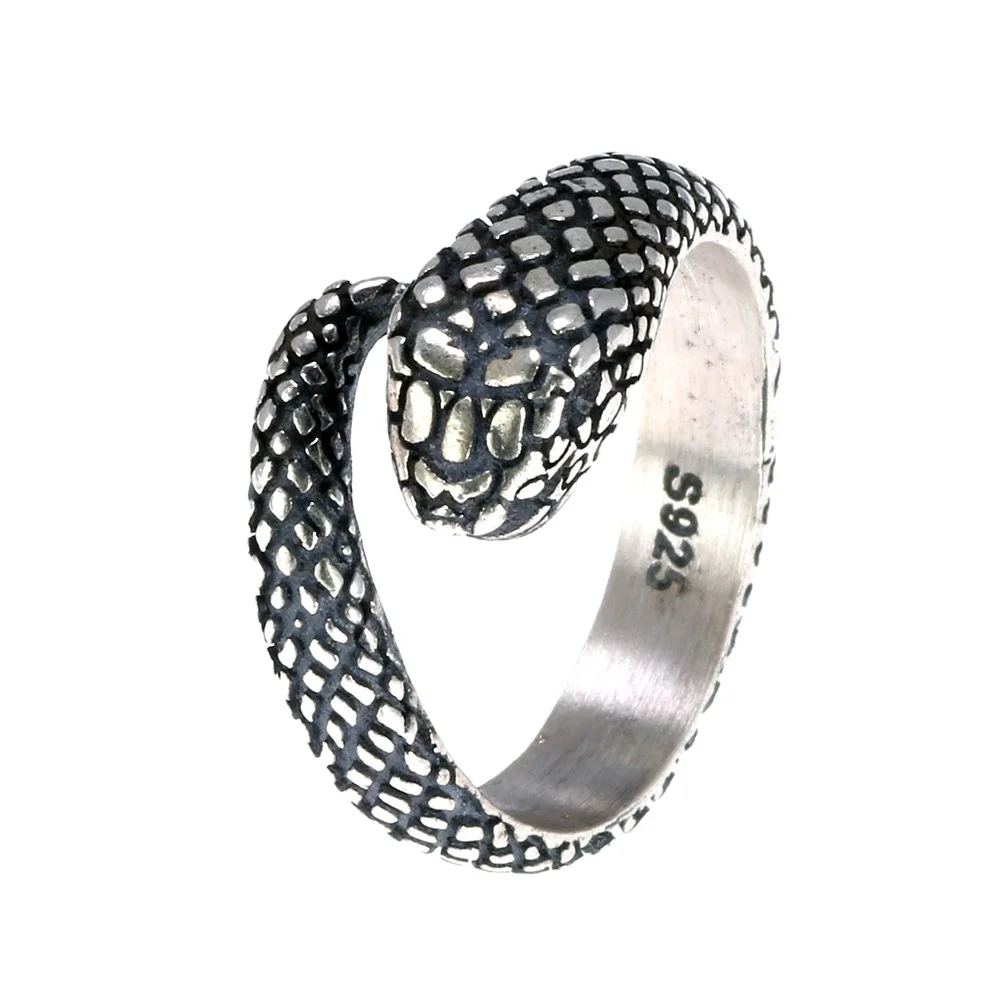 

Viking Horror Gothic Rings Joyas Tailandesas Skull Rings Snake Ring For Men