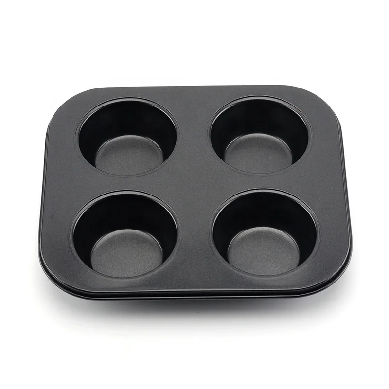 

Black 4 with flat bottom muffin non stick cake mould DIY muffin mould non stick baking pan mould household oven