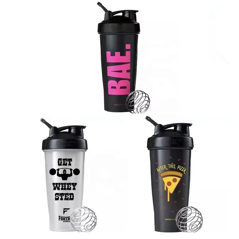 

Custom Logo BPA Free Colorful Gym Sports Plastic Shaker Bottle For Protein With Mixing Ball