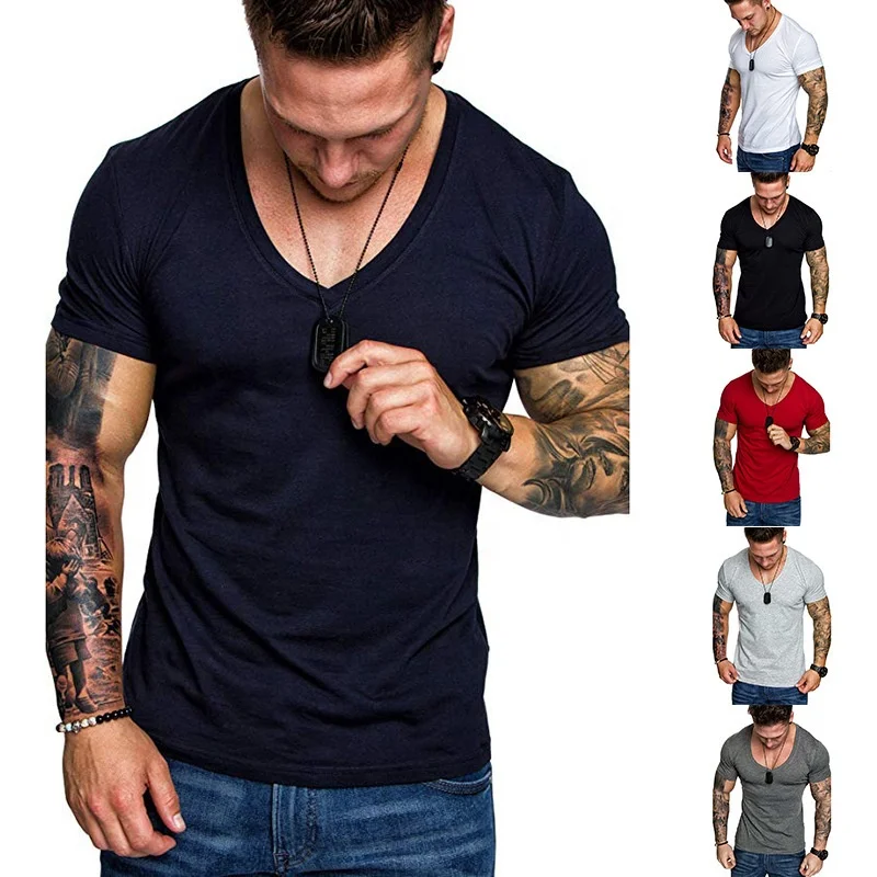 

Multi color men's t-shirts oversized tshirt short sleeve V-neck t-shirts Plus Size V Neck Tops T-shirt Slim Fit, Multi colors