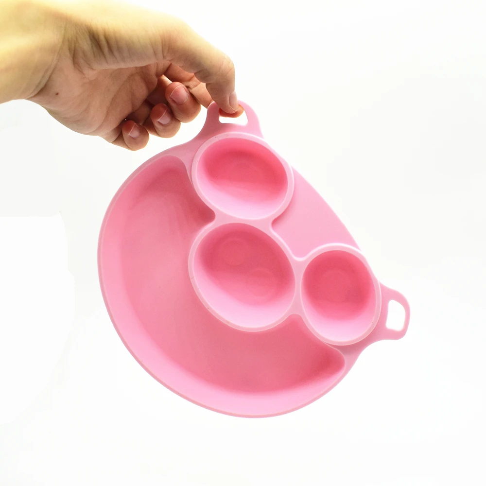 

2021 Newest Design Silicone Pig Shape Divided Toddler Plates Portable Non-Slip Suction Plates For Children Babies and Kids