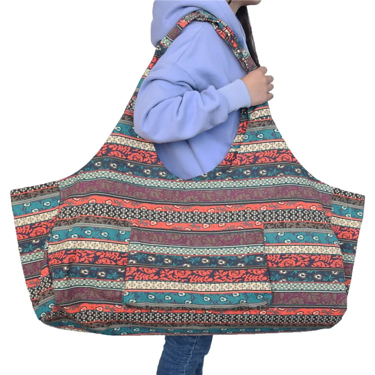 

Easy Carry Eco Friendly Canvas Large Capacity Yoga Bag with National Style Design