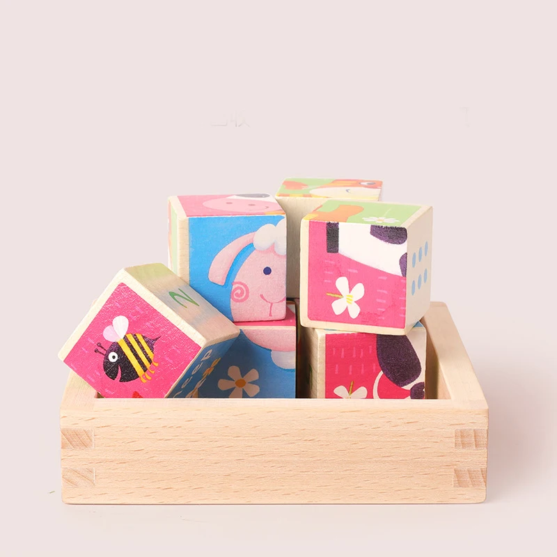 儿童教育 6 件 3d 木块卡通动物移动的动物拼图