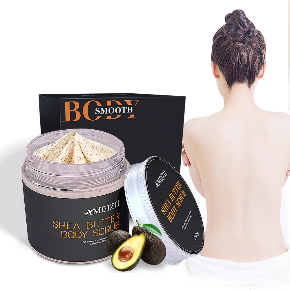

New Private Label Brand Natural Whitening Body Scrub Exfoliating Nourishing Firming Skin Care Organic Shea Butter Bodyscrub Jars