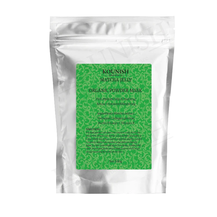 

Personalized Label Organic Hydrate Mask Powder Clears pores Rejuvenates the Sensitive skin Matcha Jelly Face Mask, Green