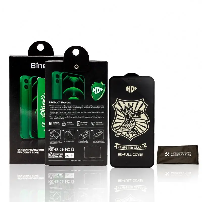 

HD + tempered glass screen protector for iphone 11 pro max high quality glass cellphone screen protector 9H glass protector