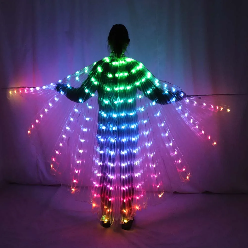 

Women LED Isis Wings Remote Control Belly Dance Light Up Wings Butterfly Party Club Wear Flash Halloween Flexible Sticks, Rgb