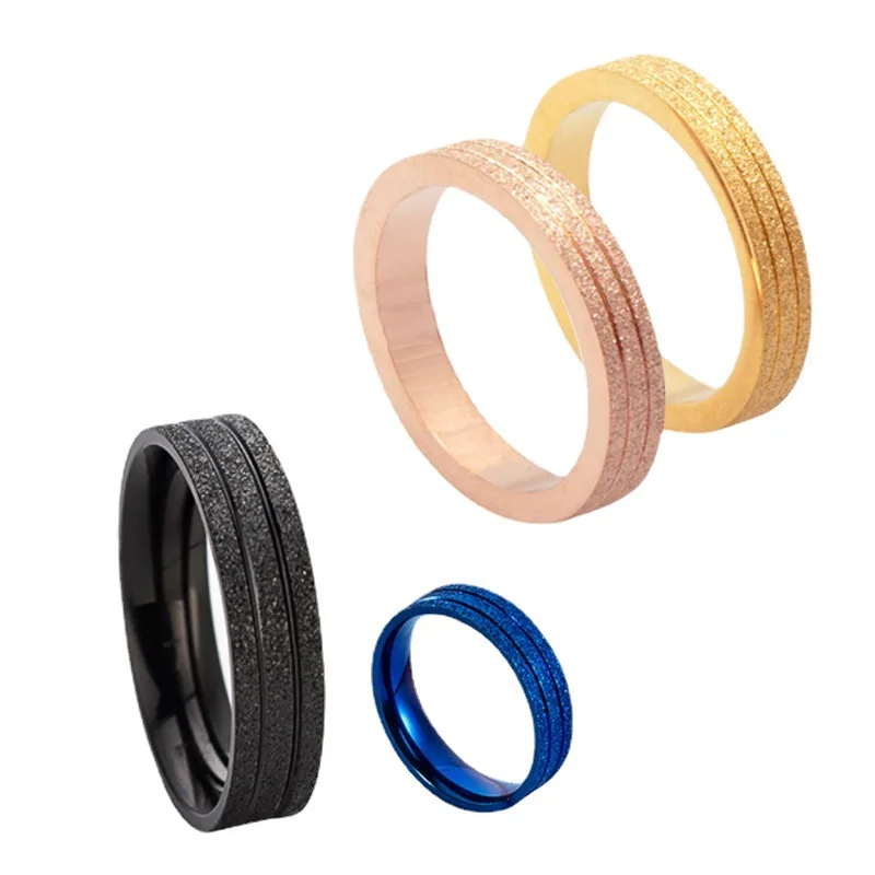 

Fashion High Quality 6mm 4mm Stainless Steel Matte Rings Multicolor Titanium Steel Matte Rings For Men Women Couples, Colors