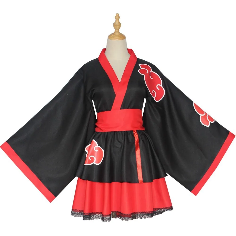 

Akatsuki Shippuden Uzumaki Naru to Hinata Kakashi Sasuke Female Lolita Kimono Dress Anime Cosplay Costume For Women Clothes, As shown