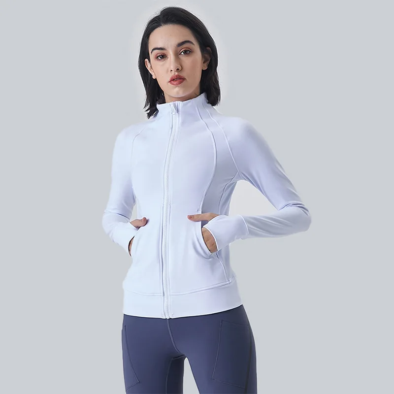 

Hot Sweat Wicking Long Sleeves Fitness Sports Coat Gym Activewear Front Zip Yoga Jacket Top For Women